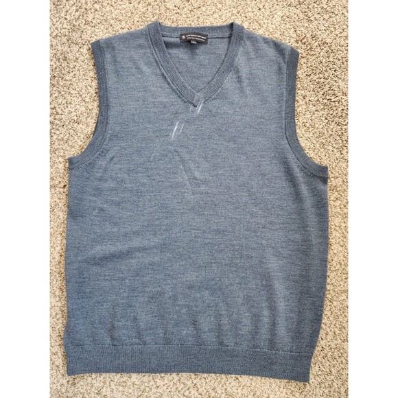 HART SCHAFFNER MARX Extra Fine Merino Wool Blue Sweater Vest Mens Size Large - Picture 1 of 5
